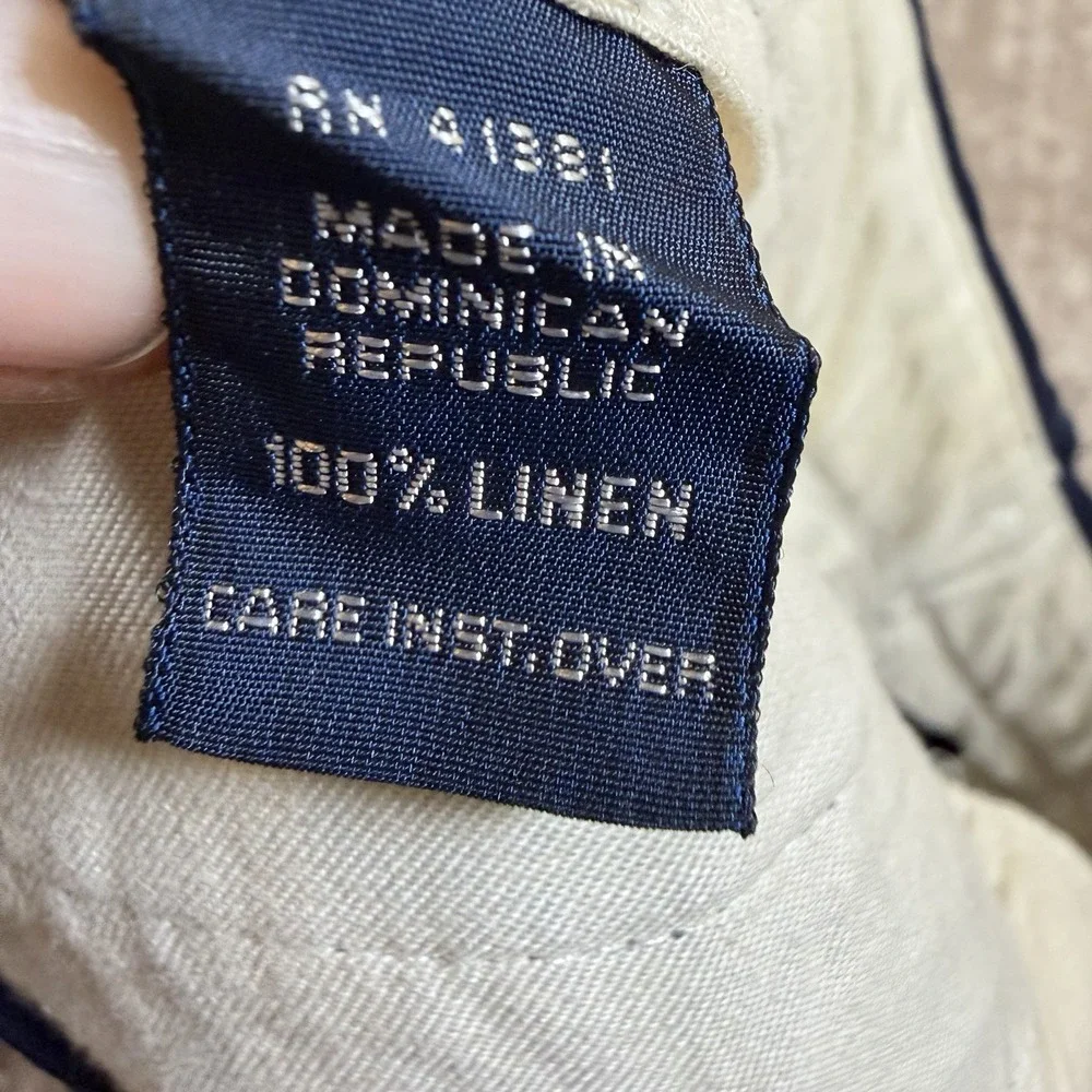 VTG Polo Ralph Lauren Pants Men's 36x30 Blue Pleated 100% Linen Dress Cuffed